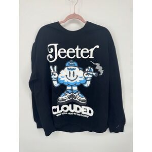 NWT Jeeter Clouded Sweatshirt Mens XL Black Crew Neck Graphic Long Sleeve Winter